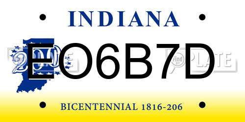 EO6B7D Indiana License Plate