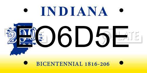 EO6D5E Indiana License Plate