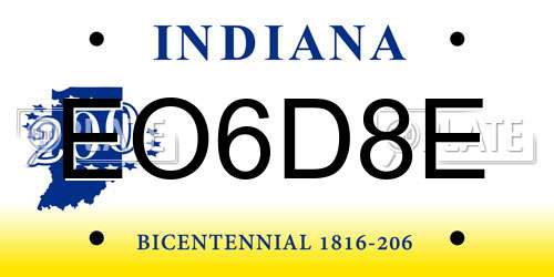 EO6D8E Indiana License Plate