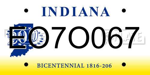 EO7O067 Indiana License Plate