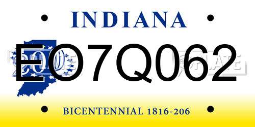 EO7Q062 Indiana License Plate