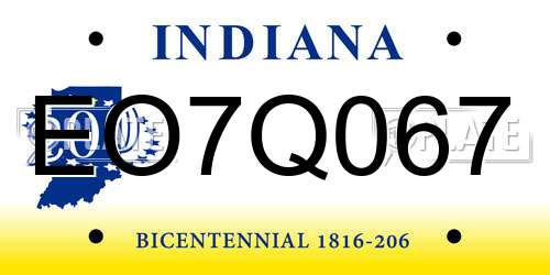 EO7Q067 Indiana License Plate