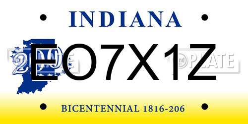 EO7X1Z Indiana License Plate