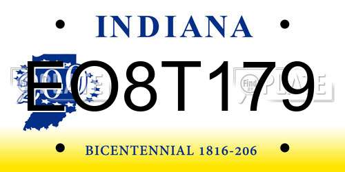EO8T179 Indiana License Plate