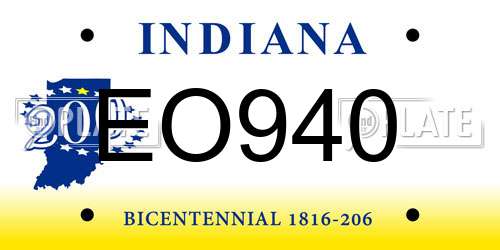 EO940 Indiana License Plate