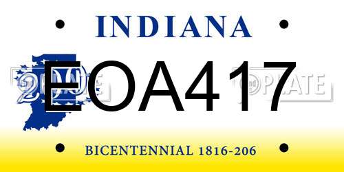 EOA417 Indiana License Plate