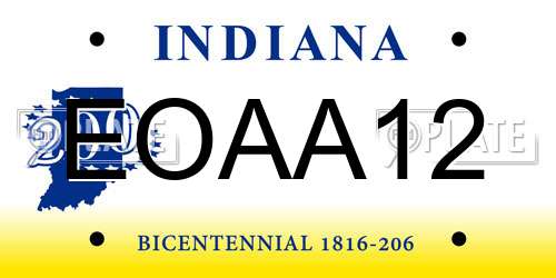 EOAA12 Indiana License Plate