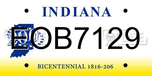 EOB7129 Indiana License Plate