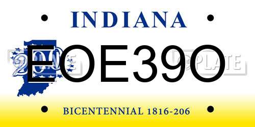 EOE39O Indiana License Plate