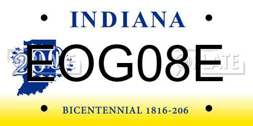 EOG08E Indiana License Plate