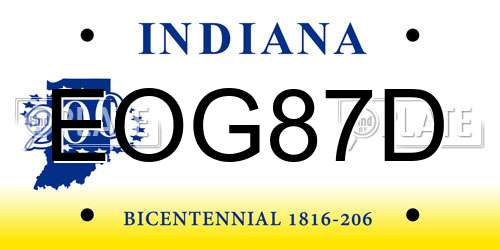 EOG87D Indiana License Plate