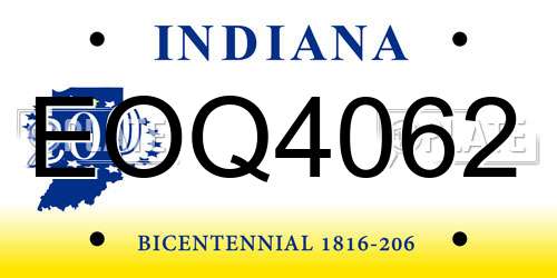 EOQ4062 Indiana License Plate