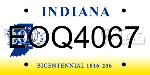 EOQ4067 Indiana License Plate