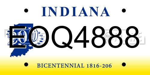 EOQ4888 Indiana License Plate