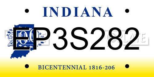 EP3S282 Indiana License Plate
