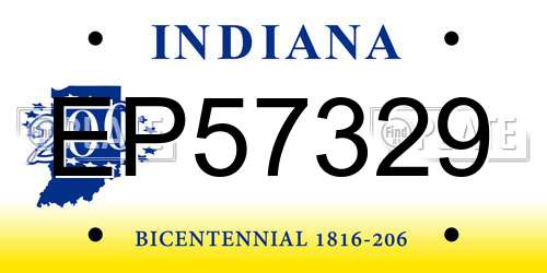 EP57329 Indiana License Plate