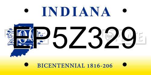 EP5Z329 Indiana License Plate
