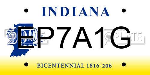 EP7A1G Indiana License Plate