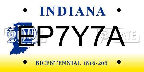 EP7Y7A Indiana License Plate