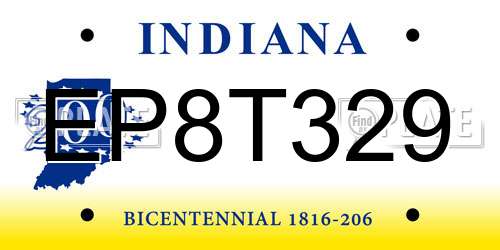 EP8T329 Indiana License Plate