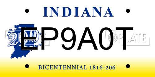 EP9A0T Indiana License Plate