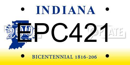 EPC421 Indiana License Plate