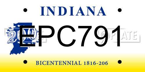 EPC791 Indiana License Plate
