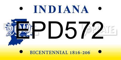 EPD572 Indiana License Plate