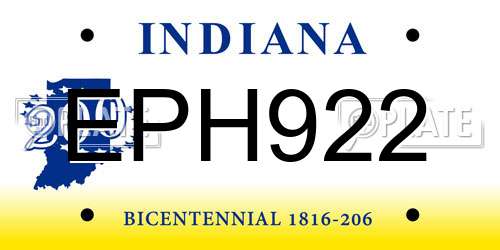 EPH922 Indiana License Plate