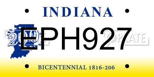 EPH927 Indiana License Plate