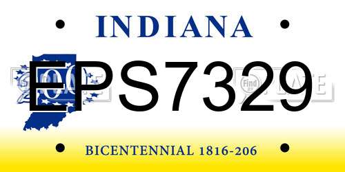 EPS7329 Indiana License Plate