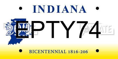 EPTY74 Indiana License Plate