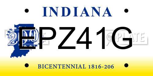 EPZ41G Indiana License Plate
