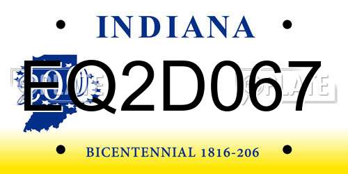 EQ2D067 Indiana License Plate