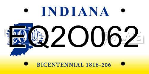 EQ2O062 Indiana License Plate