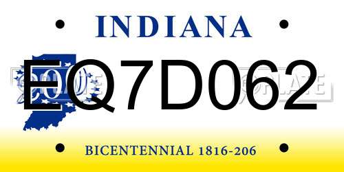 EQ7D062 Indiana License Plate