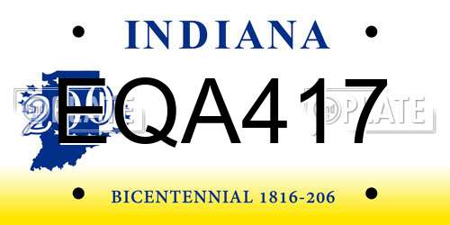 EQA417 Indiana License Plate