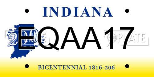 EQAA17 Indiana License Plate