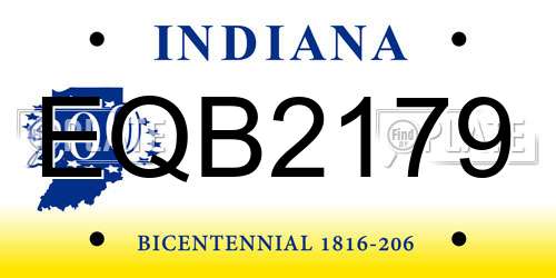 EQB2179 Indiana License Plate