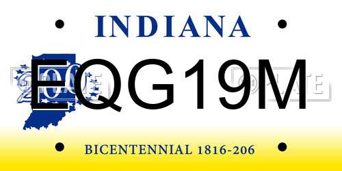 EQG19M Indiana License Plate