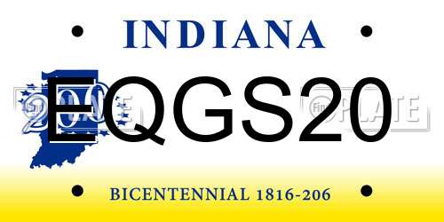 EQGS20 Indiana License Plate