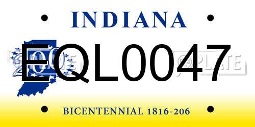 EQL0047 Indiana License Plate