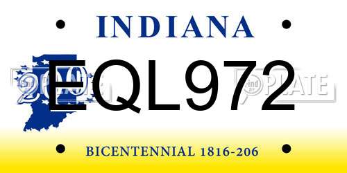 EQL972 Indiana License Plate