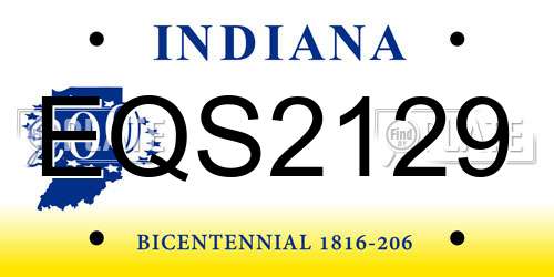 EQS2129 Indiana License Plate