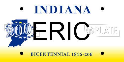 ERIC Indiana License Plate