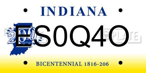 ES0Q4O Indiana License Plate
