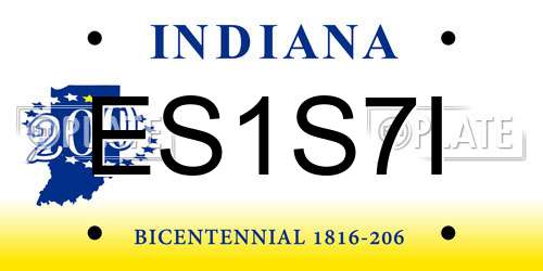 ES1S7I Indiana License Plate