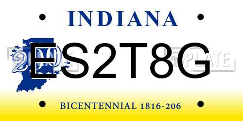 ES2T8G Indiana License Plate