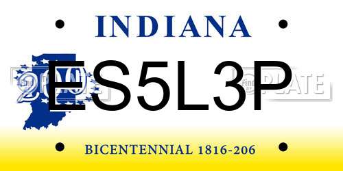 ES5L3P Indiana License Plate