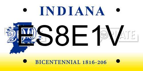 ES8E1V Indiana License Plate